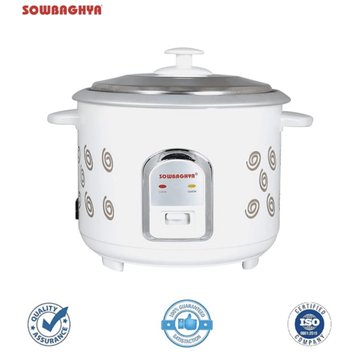 SOWBAGHYA 1.8L Rice Cooker with Inner Pot, White | Digital Rice Cooker | with Steam & Rinse Basket | Stainless Steel | One-touch Operation and Keep Warm Function - Image 3